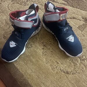 Nike LeBron 4 Blue and Red High-Top Sneakers with Velcro Strap